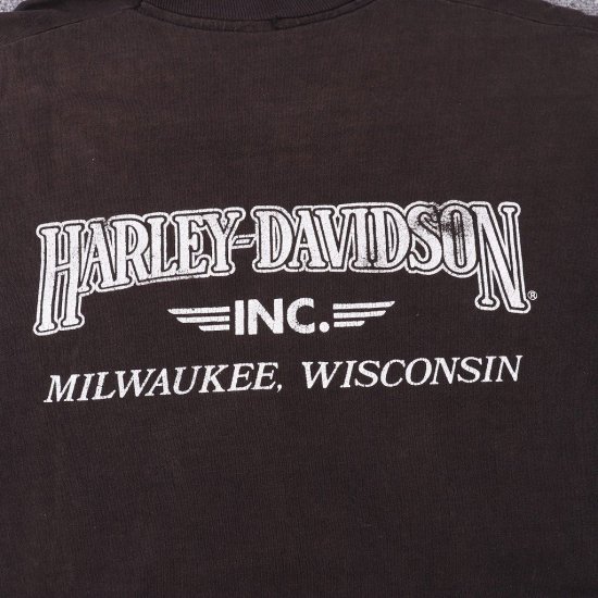 【中古】(ハーレーダビッドソン)HARLEY DAVIDSONメンズレディーL位【Tシャツ】ポケT両面プリント半袖【古着】黒Tシャツst370
