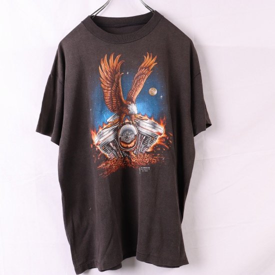 中古】(ハーレーダビッドソン)HARLEY DAVIDSONメンズレディーL位【Tシャツ】両面プリント半袖【古着】黒Tシャツst369