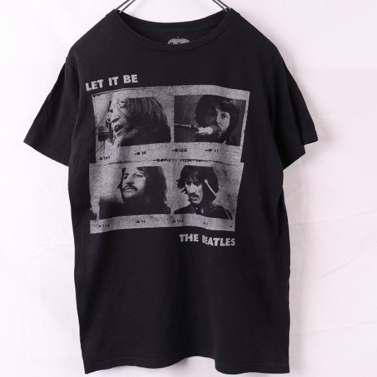 【中古】(ビートルズ)The BeatlesメンズレディーM【Tシャツ】レットイットビーバンドtロックt半袖【古着】黒Tシャツst355