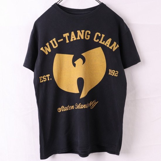 ウータンクランヒップホップバンドTシャツtシャツバンtラップteeデカロゴ黒半袖
