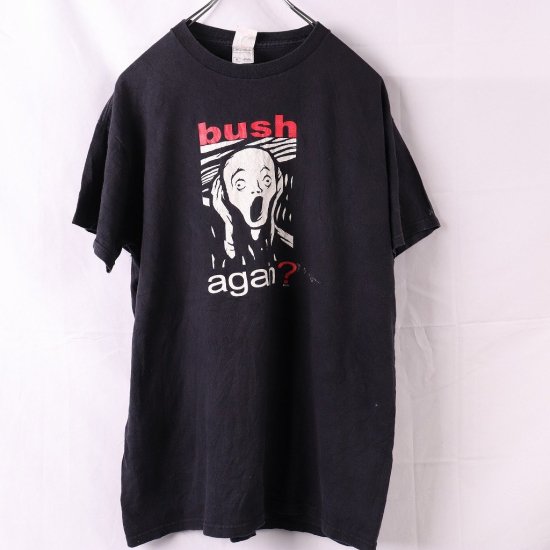 【中古】(ブッシュ)BUSH AGAINメンズレディーXL【Tシャツ】ムンクの叫びバンドtロックt半袖【古着】黒Tシャツst379