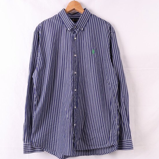 【中古】RALPH LAUREN(ラルフローレン)custom fitメンズXL【シャツ】ボタンダウン長袖シャツ大きめ(古着)チェックlsh172