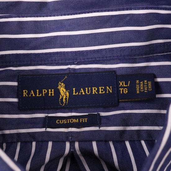 【中古】RALPH LAUREN(ラルフローレン)custom fitメンズXL【シャツ】ボタンダウン長袖シャツ大きめ(古着)チェックlsh172