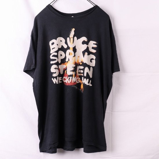 中古】(ブルーススプリングスティーン)Bruce Springsteen メンズレディーXL【Tシャツ】バンドtロックtパンク半袖【古着】黒アーテストTシャツst408