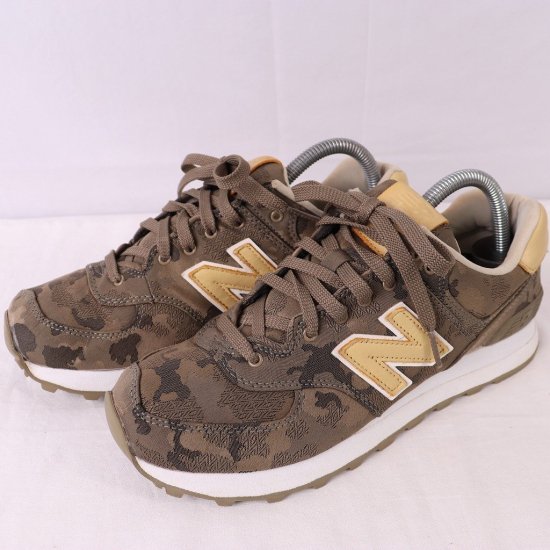 中古】New Balance(ニューバランス)メンズレディース574【25.0cm】モスグリーンクリーム色カモフラ柄yy4840