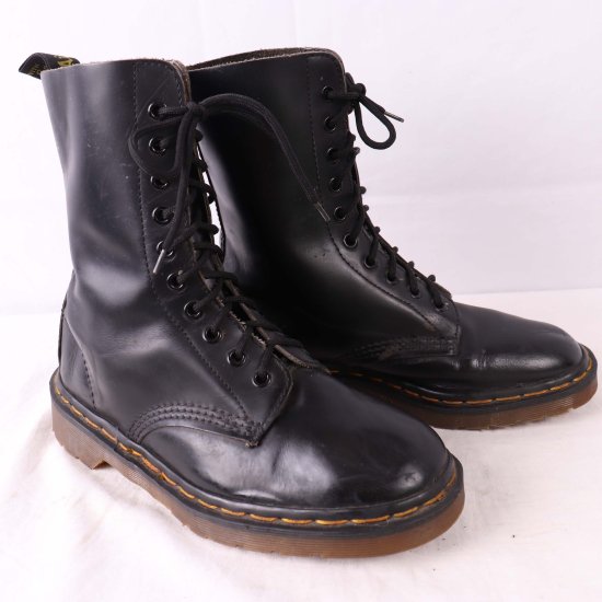 【中古】英国製dr.martens(ドクターマーチン)レディース10ホールイングランド製ヴィンテージ【UK4  1/2】23.0cm-23.5cm黒ブラックdh2674