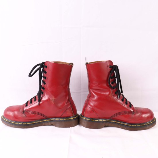 【中古】英国製dr.martens(ドクターマーチン)メンズ10ホールイングランド製スチールトゥヴィンテージ【UK5】23.5cm-24.0cm赤dh2715