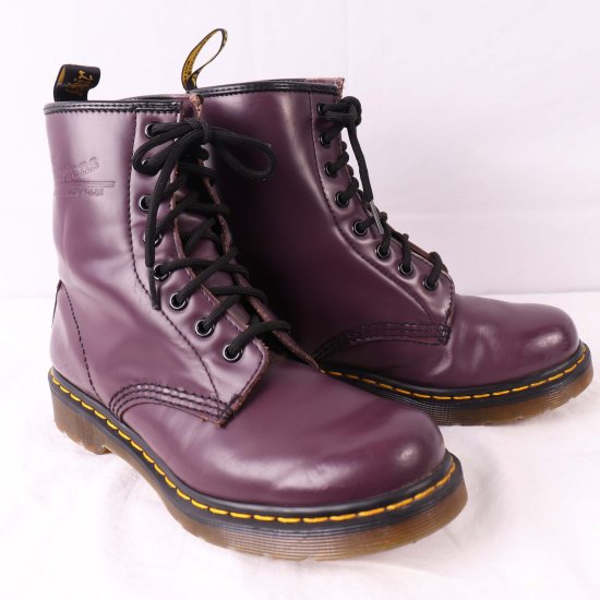 90s ドクターマーチン Dr.Martens 8ホール 旧タグ 紫 パープル - ブーツ