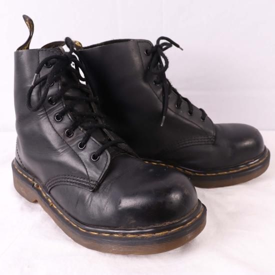 【中古】英国製dr.martens(ドクターマーチン)レディース7ホールイングランドスチールトゥ【UK4】22.5cm-23.0cm黒ブラックdh3044