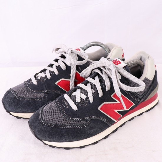 中古】new balance(ニューバランス)メンズ574【27.0cm】紺赤グレーyy5350