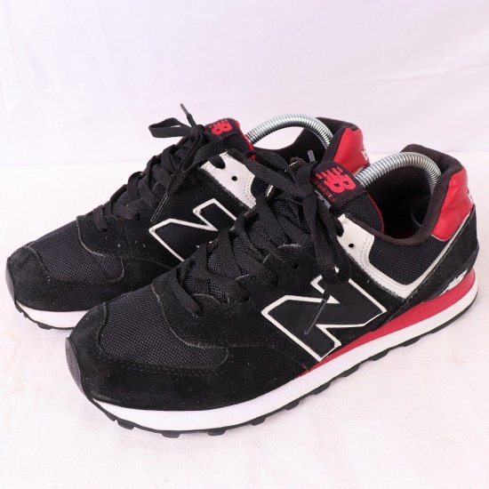 中古】new balance(ニューバランス)メンズ574【26.5cm】黒ブラック白赤