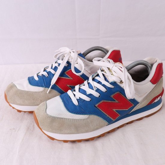 中古】New Balance(ニューバランス)メンズ574【26.5cm】グレー白赤青yy5507