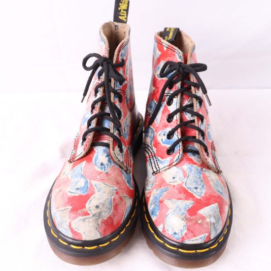 中古】英国製dr.martens(ドクターマーチン)レディース6ホールイングランドヴィンテージ【UK3】21.5cm-22.0cm総柄魚柄dh3922