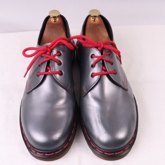 中古】dr.martens(ドクターマーチン)メンズ3ホール【UK8】26.5cm27.0cm銀シルバーレッドdm3742