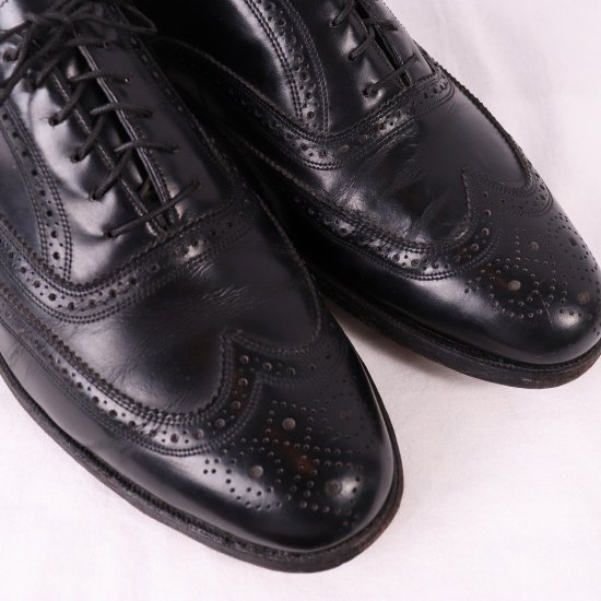 中古】Florsheim(フローシャイム)メンズレザーシューズ(ウイングチップ)20330内羽根【9E】ヴィンテージ黒ブラックds2799