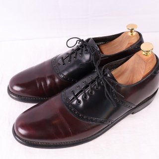 <img class='new_mark_img1' src='https://img.shop-pro.jp/img/new/icons50.gif' style='border:none;display:inline;margin:0px;padding:0px;width:auto;' />【中古】Florsheim(フローシャイム)メンズレザーシューズ(サドルシューズ)内羽根ヴィンテージ【9 1/2D】バーガンディds2809の商品画像