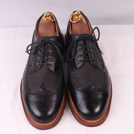 【中古】dr.martens(ドクターマーチン)メンズ5ホールウィングチップALFRED【UK7】25.5cm26.0cm黒レザー×キャンバスdm3808