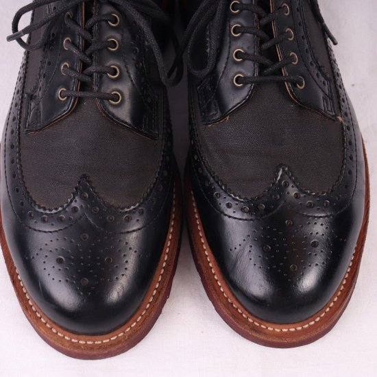 【中古】dr.martens(ドクターマーチン)メンズ5ホールウィングチップALFRED【UK7】25.5cm26.0cm黒レザー×キャンバスdm3808