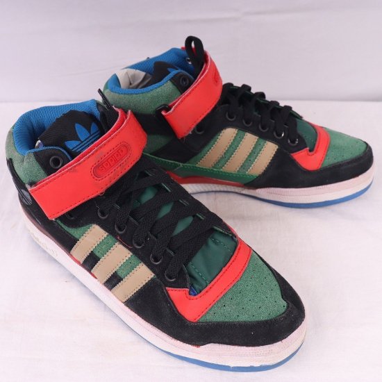 【中古】adidas(アディダス)メンズ(フォーラムミッド)FORUM MID【26.0cm】黒赤グリーン青白ビッグロゴモデルad4156