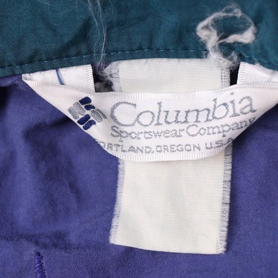 【中古】Columbia(コロンビア)メンズアウトドアジャケットマウンテンパーカー90s90年代【ナイロンジャケット】紺緑(古着)nl104