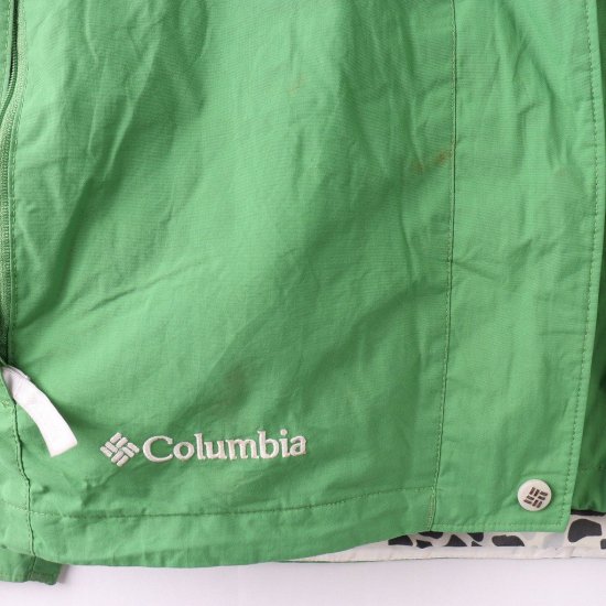 中古】Columbia(コロンビア)メンズMアウトドアジャケットマウンテンパーカー90s90年代【ナイロンジャケット】緑白(古着)nl96