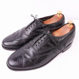 <img class='new_mark_img1' src='https://img.shop-pro.jp/img/new/icons1.gif' style='border:none;display:inline;margin:0px;padding:0px;width:auto;' />【中古】Florsheim(フローシャイム)メンズレザーシューズ(ウイングチップ)内羽根【9 1/2 EEE】黒ds3103 の商品画像
