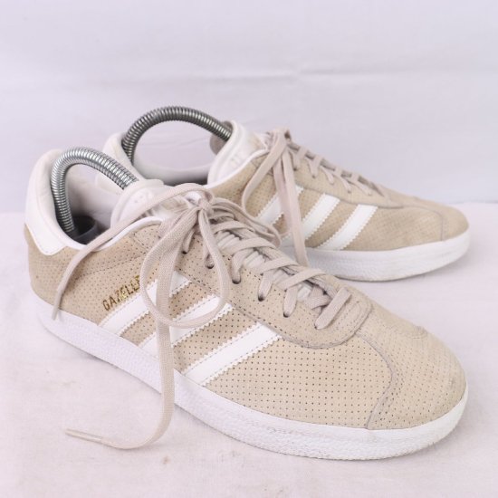 【中古】adidas(アディダス)レディース(ガッツレーガゼル)GAZELLE【24.5cm】ライトベージュ白ad4217