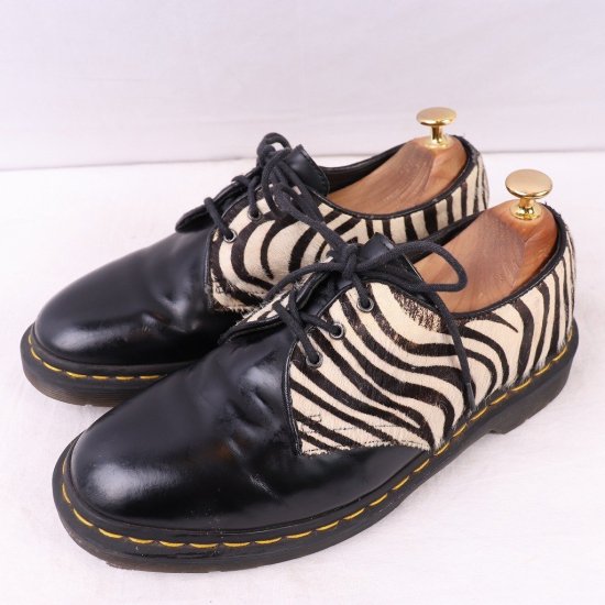 中古】dr.martens(ドクターマーチン)レディースメンズ3ホール【UK6】24.5cm25.0cmレザー×ハラコ ゼブラ柄dm3886