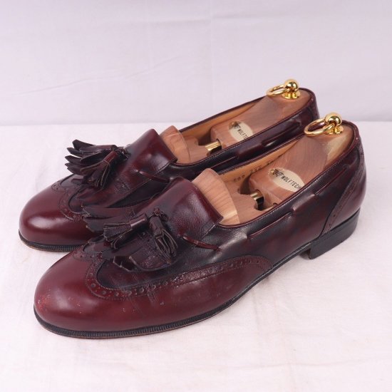 【中古】Salvatore Ferragamo(サルヴァトーレフェラガモ)メンズ(キルトタッセル)ローファーイタリア製【10  1/2D】27.5cm位バーガンディds3555