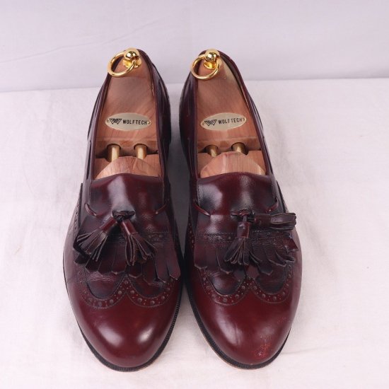 【中古】Salvatore Ferragamo(サルヴァトーレフェラガモ)メンズ(キルトタッセル)ローファーイタリア製【10  1/2D】27.5cm位バーガンディds3555