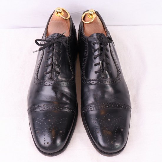 【中古】SAVILE ROW by BARKER(サヴィル ロウ バーカー)メンズ(パンチドキャップトゥ)英国製【42】内羽根黒ブラックds3667