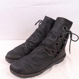 <img class='new_mark_img1' src='https://img.shop-pro.jp/img/new/icons1.gif' style='border:none;display:inline;margin:0px;padding:0px;width:auto;' />【中古】trippen(トリッペン)レディースユニセックスサイドレース【実寸23.5cm-24.0cm位】レザーデザインブーツ黒ブラックbk2024の商品画像