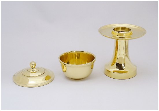 寺院仏具】 茶湯器 真鍮製 ミガキ仕上げ 高さ16.5cm（5寸5分） 献茶湯