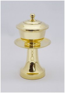  【寺院仏具】　茶湯器　 真鍮製　ミガキ仕上げ　 高さ16.5cm（5寸5分） 献茶湯　洒水器