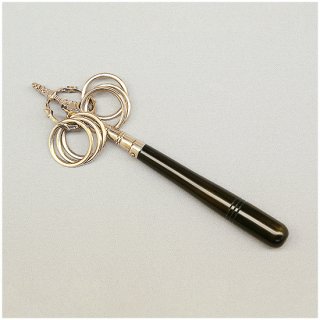 佐波理錫杖　6環　 真鍮製柄付き　 中サイズ（全長25cm）