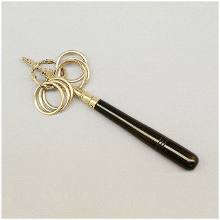錫杖　上等品　6環　 真鍮製柄付き　 中サイズ（全長25cm）