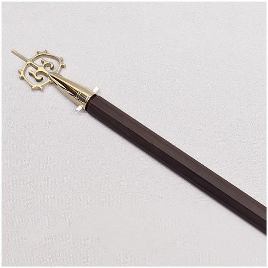 錫杖】 江州音頭錫杖 八角型黒檀柄付き 全長 約35.5cm