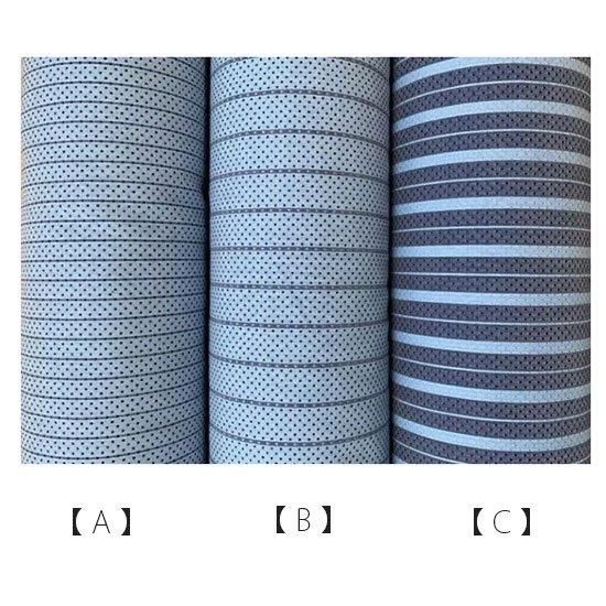 水玉ストライプ 生地 （青）綿混/水玉模様とストライプのオシャレな