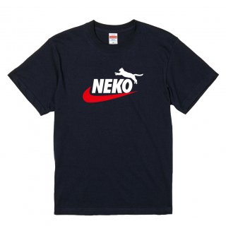 【名入れ対応】おもしろTシャツ 「NEKO」（ネイビー）の商品画像