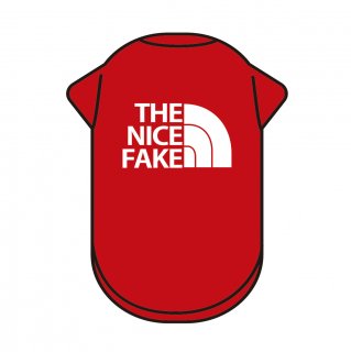 おもしろ 犬用Tシャツ「THE NICE FAKE（レッド）」パロディ/ジョーク/ユニーク 【XS〜7Lサイズ】の商品画像