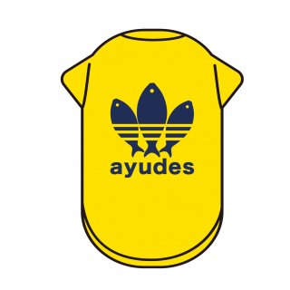 おもしろ 犬用Tシャツ「ayudes（イエロー）」パロディ/ジョーク/ユニーク 【XS〜7Lサイズ】の商品画像