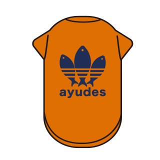 おもしろ 犬用Tシャツ「ayudes（オレンジ）」パロディ/ジョーク/ユニーク 【XS〜7Lサイズ】の商品画像