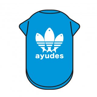 おもしろ 犬用Tシャツ「ayudes（ブルー）」パロディ/ジョーク/ユニーク 【XS〜7Lサイズ】の商品画像