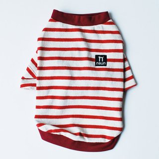 n9un デイリー・ ボーダーTシャツ〈RED〉
