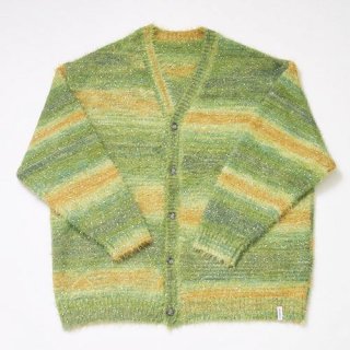 HYGGELE - SPACE DYE LAME KNIT CARDIGAN - GREEN / YELLOW