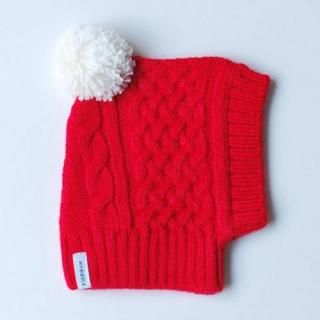 HYGGELE - CABLE KNIT BALACLAVA / RED