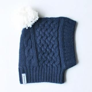 HYGGELE - CABLE KNIT BALACLAVA / NAVY