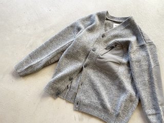 and wander   / shetland wool cardigan gray
