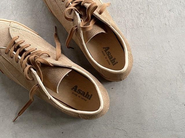 ASAHI アサヒ / BELTED LOW SUEDE beige×beige - SALT