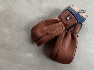 HESTRA / 3-FINGER FULL LEATHER SHORT brown